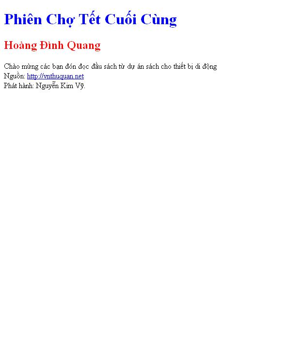 Phiên Chợ Tết Cuối Cùng