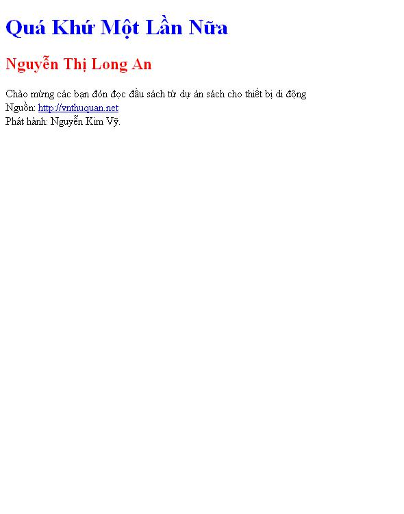 Quá Khứ Một Lần Nữa