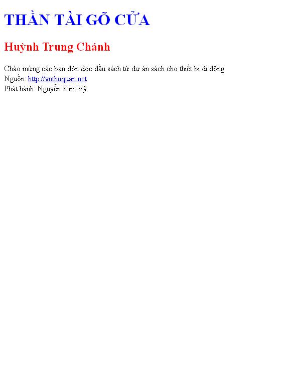 THẦN TÀI GÕ CỬA