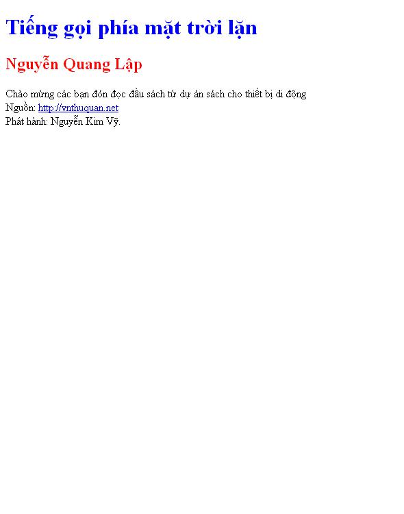 Tiếng gọi phía mặt trời lặn