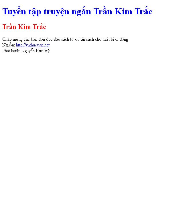 Tuyển tập truyện ngắn Trần Kim Trắc