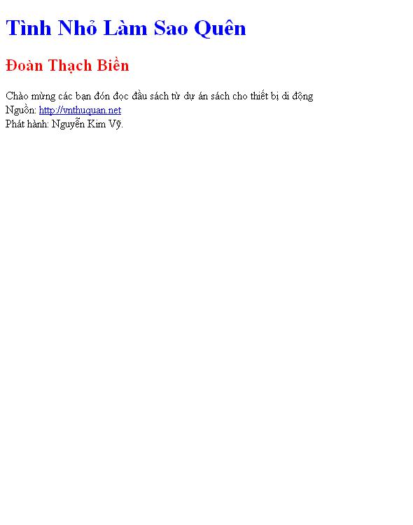 Tình Nhỏ Làm Sao Quên
