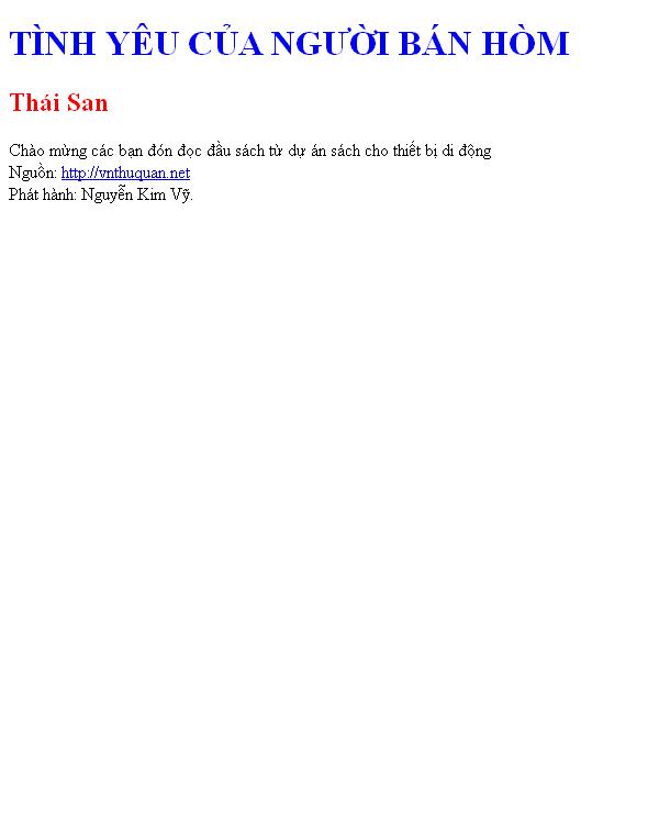 TÌNH YÊU CỦA NGƯỜI BÁN HÒM