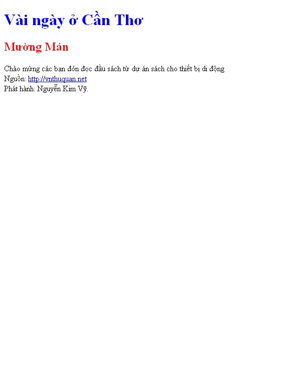Vài ngày ở Cần Thơ
