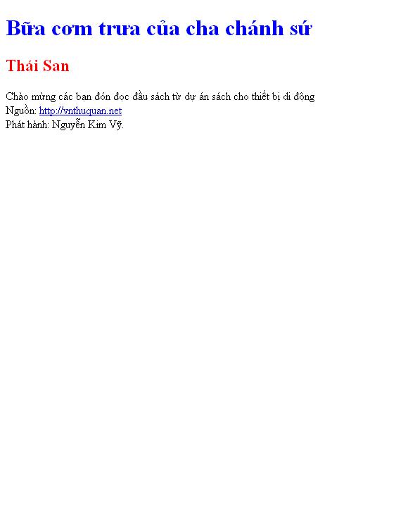 Bữa cơm trưa của cha chánh sứ